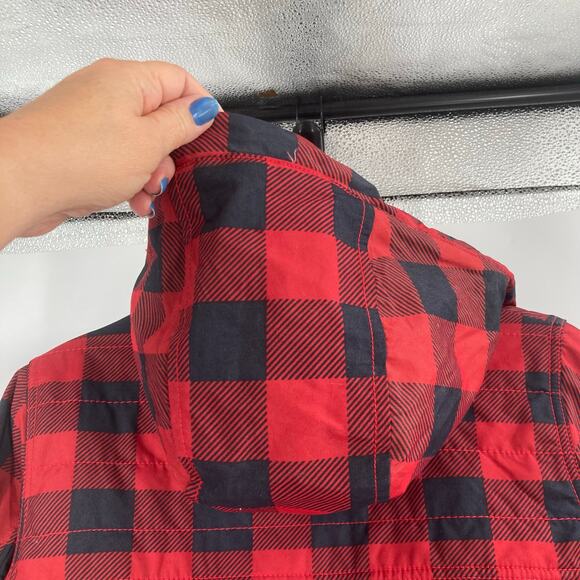 COLUMBIA Chatfield Hill Jacket Women Small Red Black Buffalo Plaid Sherpa Lined - Picture 5 of 16